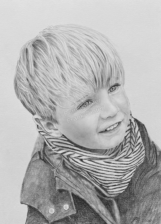 Bleistiftzeichnungen Kinderportrait Junge