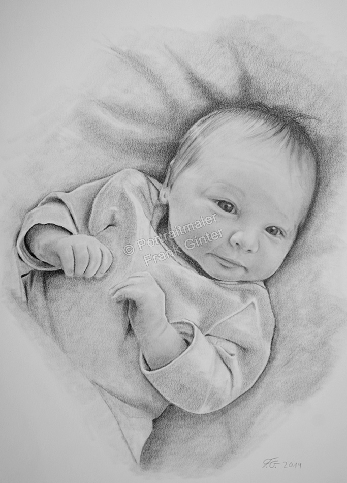 Kohle-Bleistiftzeichnung-Portraitzeichnung-Babybilder