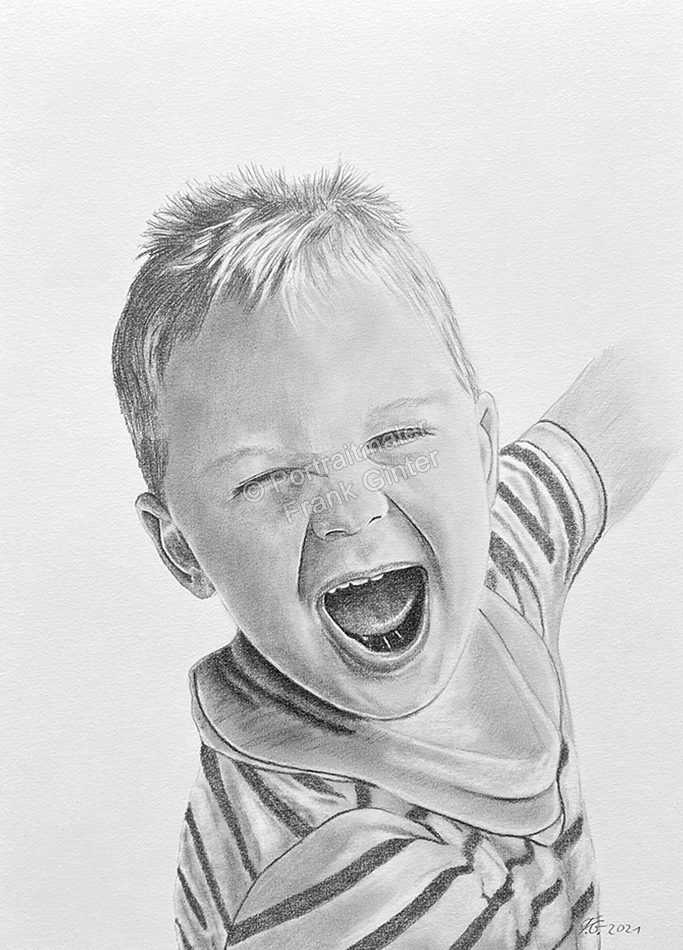 Bleistiftzeichnungen-Kinderportrait Junge vom Foto gezeichnet